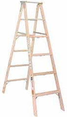 Made in USA - 8 Ft. High, Type I Rating, Wood Step Ladder - Makers Industrial Supply