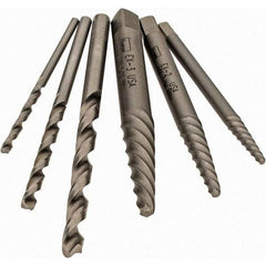 Irwin - 6 Piece Spiral Flute Screw Extractor Set - Screw Range 3/16 to 7/16" - Makers Industrial Supply