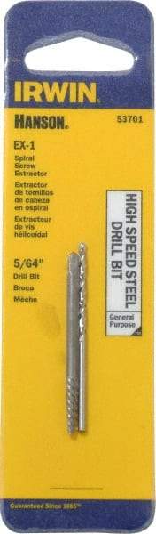 Irwin - 2 Piece Spiral Flute Screw Extractor & Drill Set - Screw Range 3/32 to 5/32" - Makers Industrial Supply