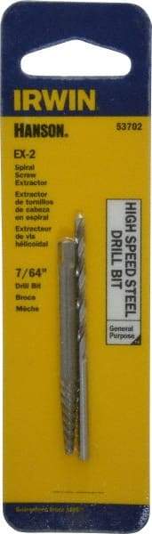 Irwin - 2 Piece Spiral Flute Screw Extractor & Drill Set - Screw Range 5/32 to 7/32" - Makers Industrial Supply