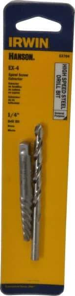 Irwin - 2 Piece Spiral Flute Screw Extractor & Drill Set - Screw Range 9/32 to 3/8" - Makers Industrial Supply