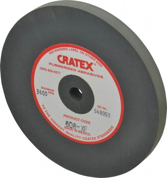 Cratex - 6" Diam x 1/2" Hole x 1/2" Thick, Surface Grinding Wheel - Silicon Carbide, Extra Fine Grade, 3,600 Max RPM, Rubber Bond, No Recess - Makers Industrial Supply