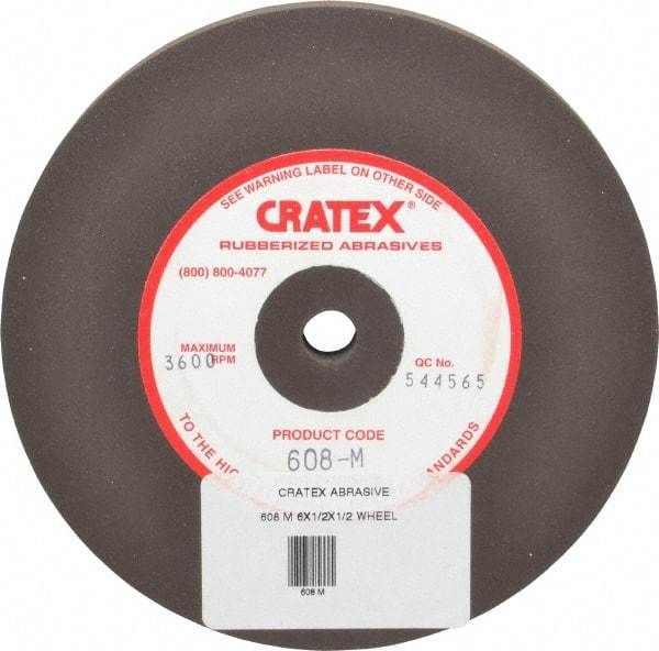 Cratex - 6" Diam x 1/2" Hole x 1/2" Thick, Surface Grinding Wheel - Silicon Carbide, Medium Grade, 3,600 Max RPM, Rubber Bond, No Recess - Makers Industrial Supply