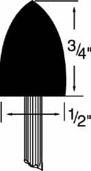 Grier Abrasives - 1/2 x 3/4" Head Diam x Thickness, B42, Pointed, Aluminum Oxide Mounted Point - Makers Industrial Supply