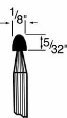 Grier Abrasives - 1/8 x 5/32" Head Diam x Thickness, B47, Tree, Aluminum Oxide Mounted Point - Makers Industrial Supply