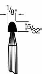 Grier Abrasives - 1/8 x 5/32" Head Diam x Thickness, B47, Tree, Aluminum Oxide Mounted Point - Makers Industrial Supply