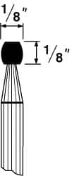 Grier Abrasives - 1/8 x 1/8" Head Diam x Thickness, B65, Wheel Radius Edge, Aluminum Oxide Mounted Point - Makers Industrial Supply