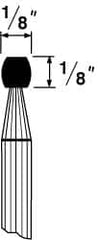 Grier Abrasives - 1/8 x 1/8" Head Diam x Thickness, B65, Wheel Radius Edge, Aluminum Oxide Mounted Point - Makers Industrial Supply