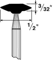 Grier Abrasives - 1/2 x 1/8" Head Diam x Thickness, B72, Wheel Tapered Edge, Aluminum Oxide Mounted Point - Makers Industrial Supply