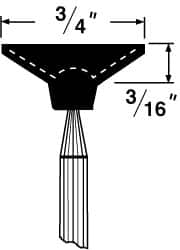 Grier Abrasives - 3/4 x 3/16" Head Diam x Thickness, B81, Inverted Cone Cupped End, Aluminum Oxide Mounted Point - Makers Industrial Supply