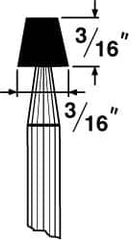 Grier Abrasives - 3/16 x 3/16" Head Diam x Thickness, B93, Flat Cone, Aluminum Oxide Mounted Point - Makers Industrial Supply