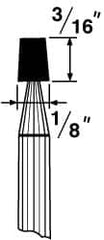 Grier Abrasives - 1/8 x 3/16" Head Diam x Thickness, B95, Flat Cone, Aluminum Oxide Mounted Point - Makers Industrial Supply