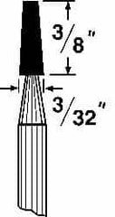 Grier Abrasives - 1/8 x 3/8" Head Diam x Thickness, B97, Flat Cone, Aluminum Oxide Mounted Point - Makers Industrial Supply