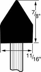 Grier Abrasives - 11/16 x 7/8" Head Diam x Thickness, A14, Pointed Cylinder, Aluminum Oxide Mounted Point - Makers Industrial Supply