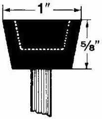 Grier Abrasives - 1 x 5/8" Head Diam x Thickness, A32, Inverted Cone Cupped End, Aluminum Oxide Mounted Point - Makers Industrial Supply