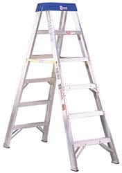 Made in USA - 12 Ft. High, Type IAA Rating, Aluminum Step Ladder - Makers Industrial Supply