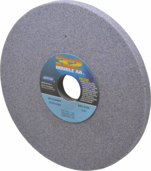 Norton - 8" Diam x 1-1/4" Hole x 1/2" Thick, I Hardness, 46 Grit Surface Grinding Wheel - Aluminum Oxide, Type 1, Coarse Grade, 3,105 Max RPM, Vitrified Bond, No Recess - Makers Industrial Supply