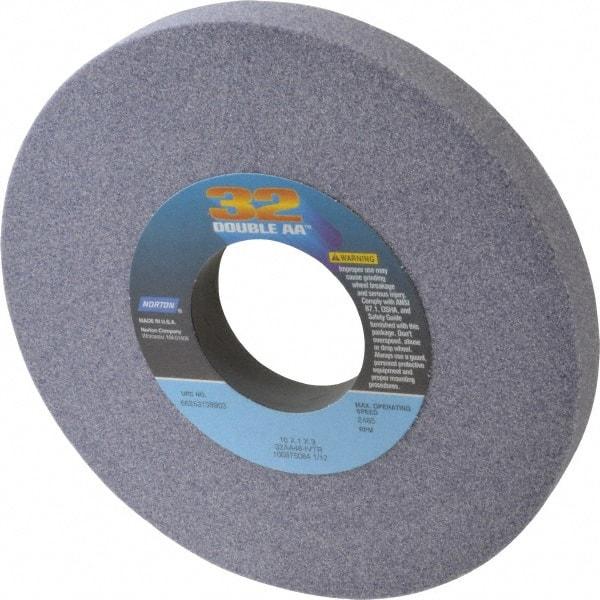 Norton - 10" Diam x 3" Hole x 1" Thick, I Hardness, 46 Grit Surface Grinding Wheel - Aluminum Oxide, Type 1, Coarse Grade, 2,485 Max RPM, Vitrified Bond, No Recess - Makers Industrial Supply