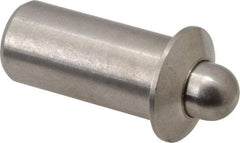 Vlier - 1.1" Body Len x 1/2" Body Diam, 0.332" Plunger Diam, 4 Lb Init to 9 Lb Final End Force, 1.1" Len Under Flange, Stainless Steel Press Fit Spring Plunger - 11/16" Flange Diam, 0.134" Flange Thickness, 1.234" Plunger Len, 1/4" Plunger Projection - Makers Industrial Supply