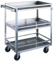 Made in USA - 300 Lb Capacity, 16-1/4" Wide x 27-1/2" Long x 33-3/8" High Standard Utility Cart - 3 Shelf, Stainless Steel, Swivel Casters - Makers Industrial Supply