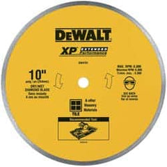 DeWALT - 10" Diam, 5/8" Arbor Hole Diam, Wet & Dry Cut Saw Blade - Diamond-Tipped, Standard Round Arbor - Makers Industrial Supply