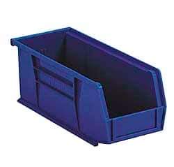 Akro-Mils - 50 Lb. Load Capacity, 10-7/8" Deep, Blue Polymer Hopper Stacking Bin - 5" High x 11" Wide x 10-7/8" Long - Makers Industrial Supply