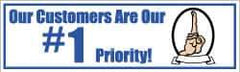 NMC - Our Customers Are Our #1 Priority!, 120 Inch Long x 36 Inch High, Safety Banner with Graphic - Graphic Shows Recycling Symbol, Polyethylene, English, Printed on 1 Side - Makers Industrial Supply