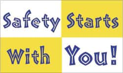 NMC - Safety Starts with You!, 60 Inch Long x 36 Inch High, Safety Banner - Polyethylene, English, Printed on 1 Side - Makers Industrial Supply