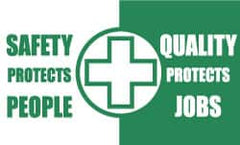 NMC - Safety Protects People - Quality Protects Jobs, 60 Inch Long x 36 Inch High, Safety Banner - Polyethylene, English, Printed on 1 Side - Makers Industrial Supply