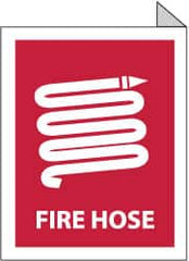 NMC - Fire Hose, Plastic Fire Sign - 8" Wide x 10" High, Glow-in-the-Dark - Makers Industrial Supply