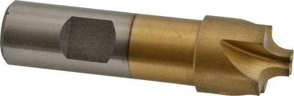 Interstate - 7/32" Radius, 7/8" Mill Diam, 4 Flute High Speed Steel Corner Rounding End Mill - Single End, TiN Finish, 3-1/4" OAL, 3/4" Shank Diam - Makers Industrial Supply