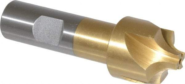 Interstate - 11/32" Radius, 1-1/8" Mill Diam, 4 Flute High Speed Steel Corner Rounding End Mill - Single End, TiN Finish, 3-1/2" OAL, 3/4" Shank Diam - Makers Industrial Supply