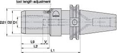 Kennametal - CAT50 Taper Shank, 14mm Hole Diam, Hydraulic Tool Holder/Chuck - 33.6mm Nose Diam, 102mm Projection, 41mm Clamp Depth, 15,000 RPM, Through Coolant - Exact Industrial Supply