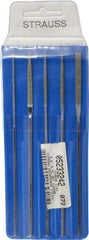 Strauss - 5 Piece Diamond Pattern File Set - 5-1/2" Long, Coarse Coarseness, Square Handle, Set Includes Equalling, Half Round, Round, Square - Makers Industrial Supply