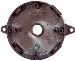 Cooper Crouse-Hinds - 1 Gang, (4) 1/2" Knockouts, Aluminum Round Outlet Box - 4-1/8" Overall Height x 4" Overall Width x 1-1/2" Overall Depth, Weather Resistant - Makers Industrial Supply