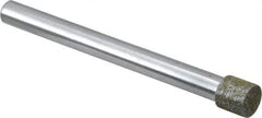 Strauss - 0.335" Head Diam x 0.315" Head Thickness Diamond (Abrasive) Grinding Pin - 1/4" Shank Diam x 3" Shank Length, Medium Grade, 80 Grit - Makers Industrial Supply