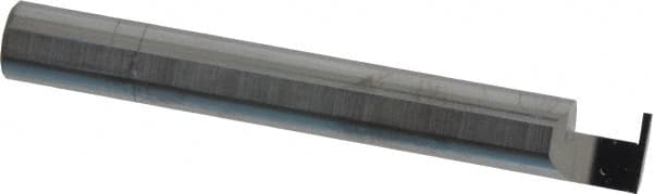 Accupro - 0.0335" Groove Width, 0.312" Min Hole Diam, 1/4" Max Hole Depth, Retaining Ring Grooving Tool - 0.11" Projection, 2-1/4" Shank Length, 2-1/2" OAL, Solid Carbide, Bright Finish - Exact Industrial Supply