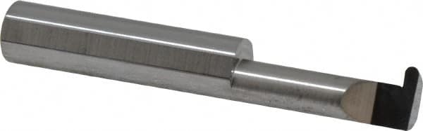 Accupro - 0.088" Groove Width, 3/8" Min Hole Diam, 1" Max Hole Depth, Full Radius Grooving Tool - 0.11" Projection, 1-1/5" Shank Length, 2-1/2" OAL, 0.044" Radius, Solid Carbide, Bright Finish - Exact Industrial Supply