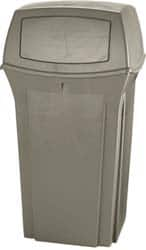 Rubbermaid - 35 Gal Beige Square Trash Can - Polyethylene, 41" High x 21-1/2" Long x 21-1/2" Wide - Makers Industrial Supply