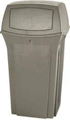 Rubbermaid - 35 Gal Beige Square Trash Can - Polyethylene, 41" High x 21-1/2" Long x 21-1/2" Wide - Makers Industrial Supply