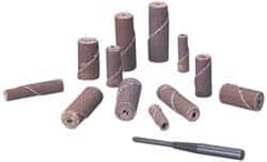 Standard Abrasives - 1/4" Max Roll Diam x 1-1/2" OAL, 80 Grit Aluminum Oxide Straight Cartridge Roll - 1/8" Pilot Hole Diam, Medium Grade - Makers Industrial Supply