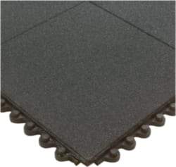 Wearwell - 3' Long x 3' Wide x 5/8" Thick, Anti-Fatigue Modular Matting Tiles - Male & Female, 4 Interlocking Sides, Black, For Dry & Wet Areas, Series 574 - Makers Industrial Supply