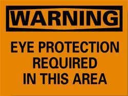 NMC - "Warning - Eye Protection Required in This Area", 10" Long x 14" Wide, Rigid Plastic Safety Sign - Rectangle, 0.05" Thick, Use for Accident Prevention - Makers Industrial Supply