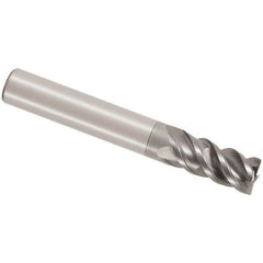 Corner Radius End Mill: 3/8″ Dia, 3/4″ LOC, 0.015″ Radius, 4 Flutes, Solid Carbide 3″ OAL, 3/8″ Shank Dia, 48 ° Helix, AlCrN Coated, Corner Radius End, Centercutting, Series JS554