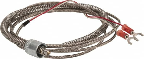 Thermo Electric - 32 to 900°F, J Universal Temp, Thermocouple Probe - 6 Ft. Cable Length, Stripped Ends with Spade Lugs, 1/4 Inch Probe Sheath Length, 1 Sec Response Time - Makers Industrial Supply