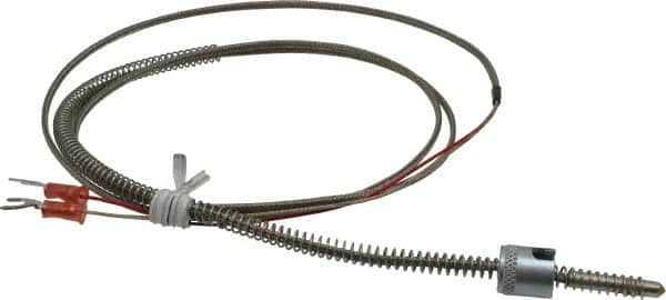 Thermo Electric - 32 to 900°F, J Universal Temp, Thermocouple Probe - 4-1/2 Ft. Cable Length, Stripped Ends with Spade Lugs, 1/4 Inch Probe Sheath Length, 1 Sec Response Time - Makers Industrial Supply