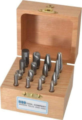 SGS Pro - 16 Piece, 1/4" Shank Burr Set - Tungsten Carbide, Multiple Head Shape - Makers Industrial Supply