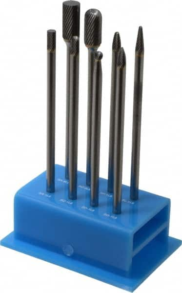 SGS Pro - 8 Piece, 1/4" Shank Burr Set - Tungsten Carbide, Multiple Head Shape - Makers Industrial Supply