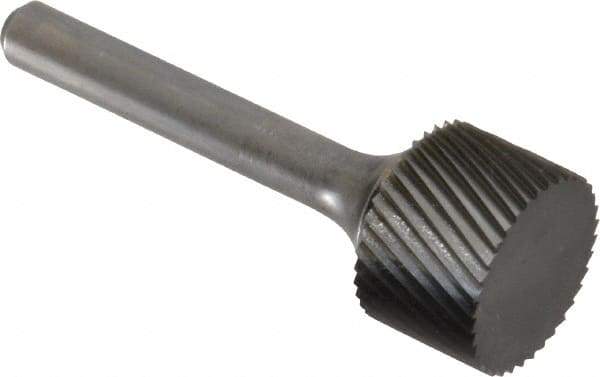 SGS Pro - 3/4" Cut Diam, 1/4" Shank Diam, Cylinder Head Single Cut Burr - Carbide, Flat End, 1/2" LOC - Makers Industrial Supply