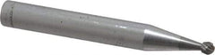 SGS Pro - 1/8" Cut Diam, 1/4" Shank Diam, Ball Head Single Cut Burr - Carbide, Radius End, 3/32" LOC - Makers Industrial Supply